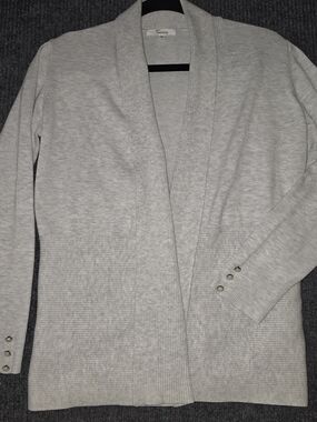 89th & Madison Light Gray Open-Front Ribbed Cardigan